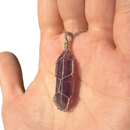 Sterling Silver | 14KT Gold Filled Wire Wrapped Amethyst Caged Pendant