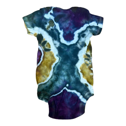 Infant 0-3 Months Purple Blue Green and Teal Blue Geode Ice Dye Tie Dye Onesie