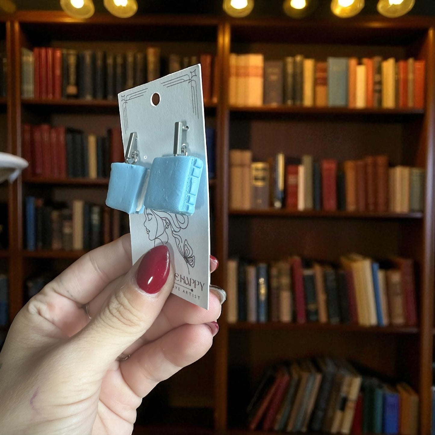 Hypoallergenic Clay Book Dangle Earrings