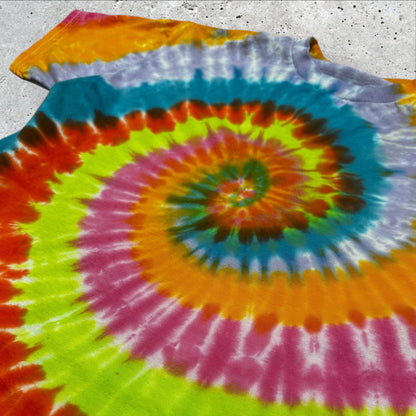 Youth XL Neon Rainbow Spiral Tie Dye Shirt
