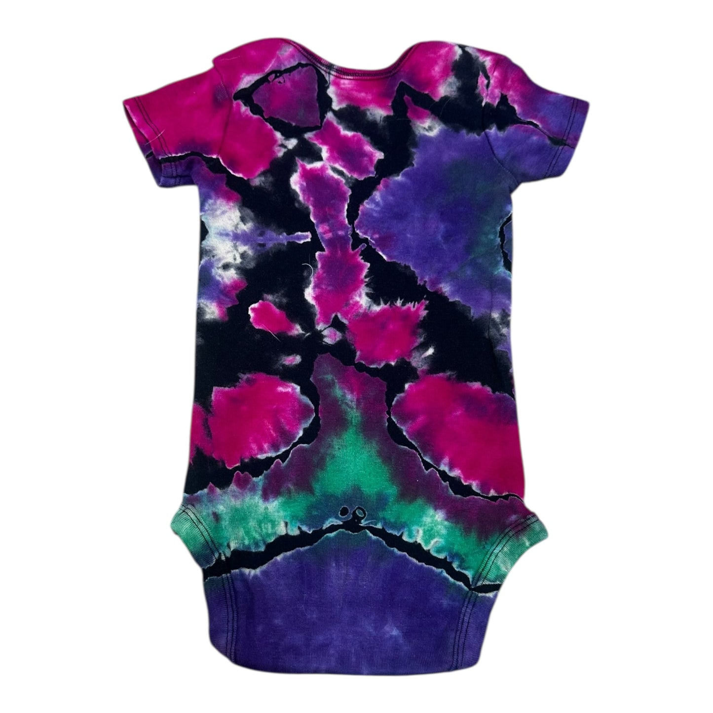 Infant 24 Months Black Purple Green and Pink Reverse Geode Ice Dye Tie Dye Onesie