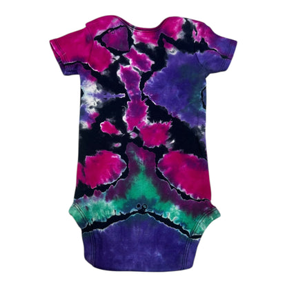 Infant 24 Months Black Purple Green and Pink Reverse Geode Ice Dye Tie Dye Onesie