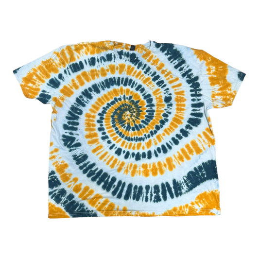 Adult 4XL Black and Gold Spiral Tie Dye Shirt