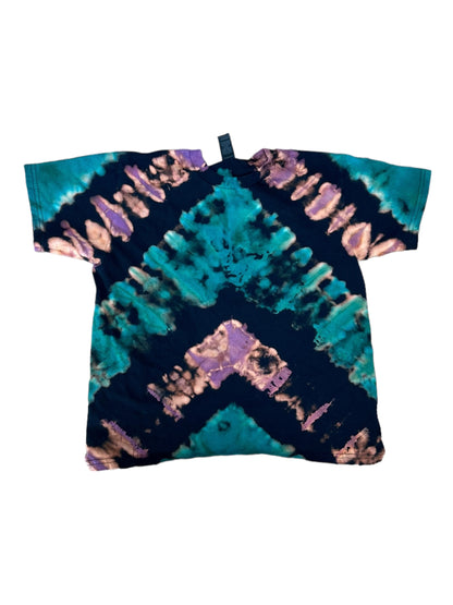 Youth Medium Pink Purple and Blue Arrow V Reverse Tie Dye Shirt