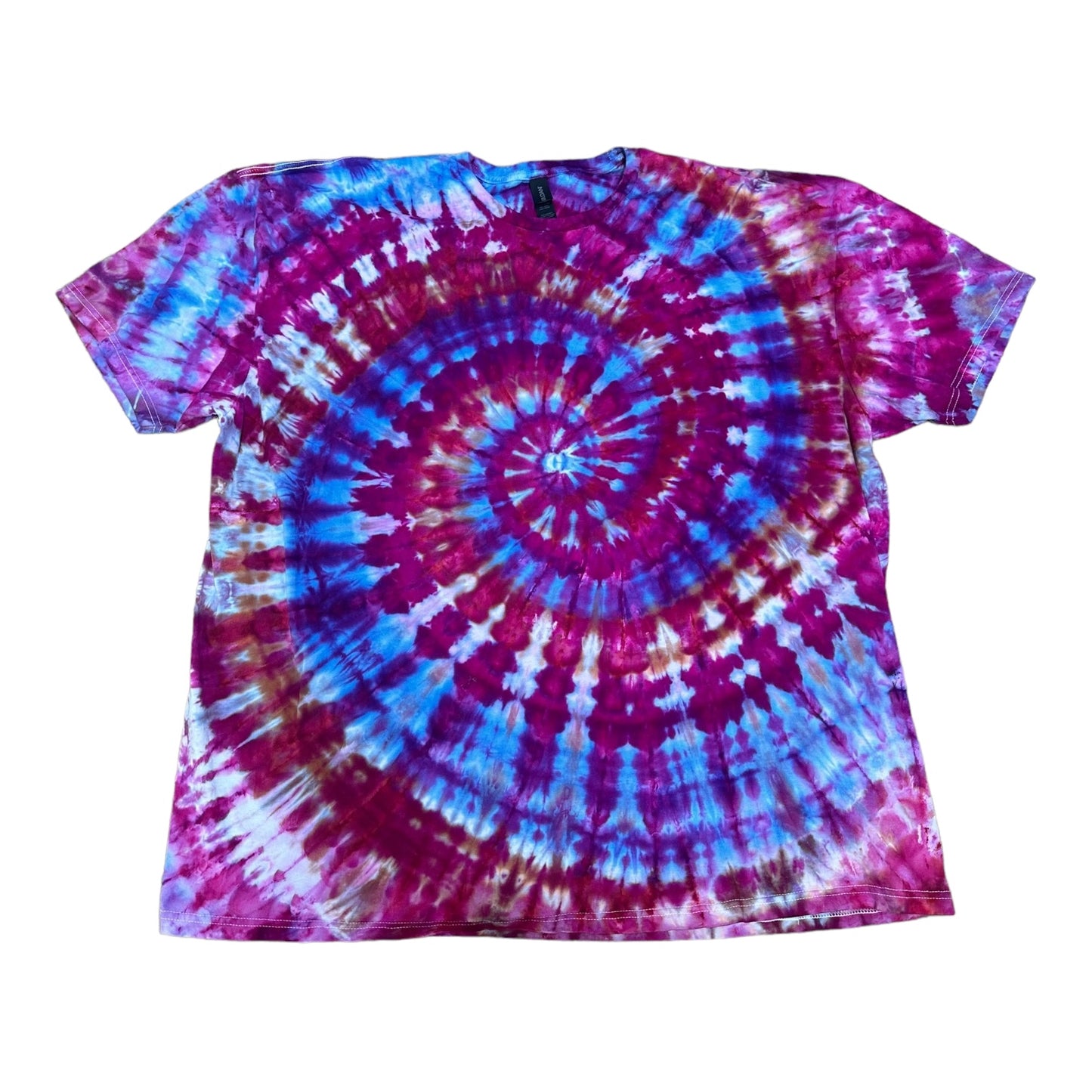 Adult 4XL Blue Maroon and Purple Spiral Ice Dye Tie Dye Shirt