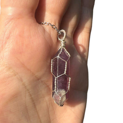 Sterling Silver | 14KT Gold Filled Wire Wrapped Amethyst Caged Pendant