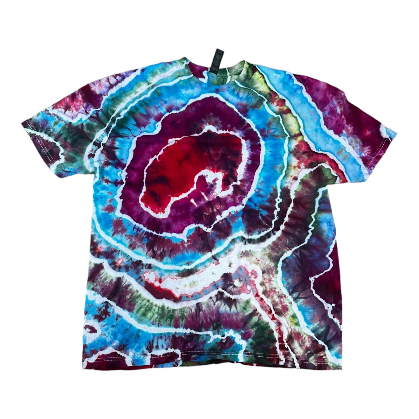 Adult XL Green Yellow Pink Purple and Blue Geode Ice Dye Tie Dye Shirt