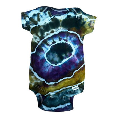 Infant 0-3 Months Purple Blue Green and Teal Blue Geode Ice Dye Tie Dye Onesie