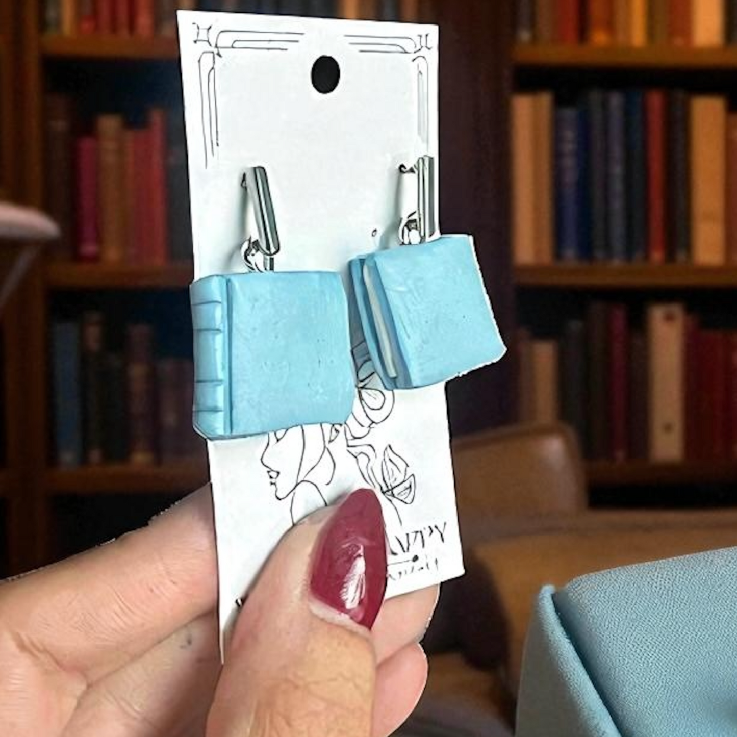 Hypoallergenic Clay Book Dangle Earrings
