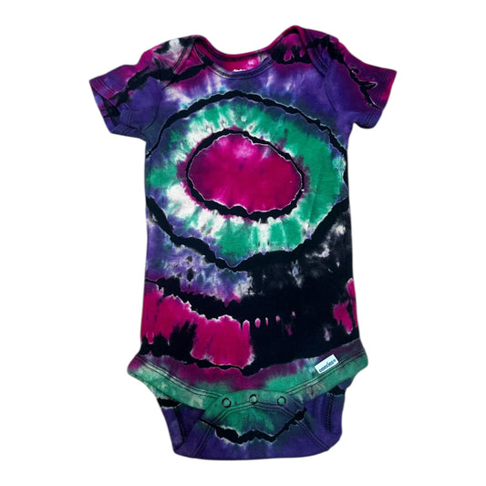 Infant 24 Months Black Purple Green and Pink Reverse Geode Ice Dye Tie Dye Onesie