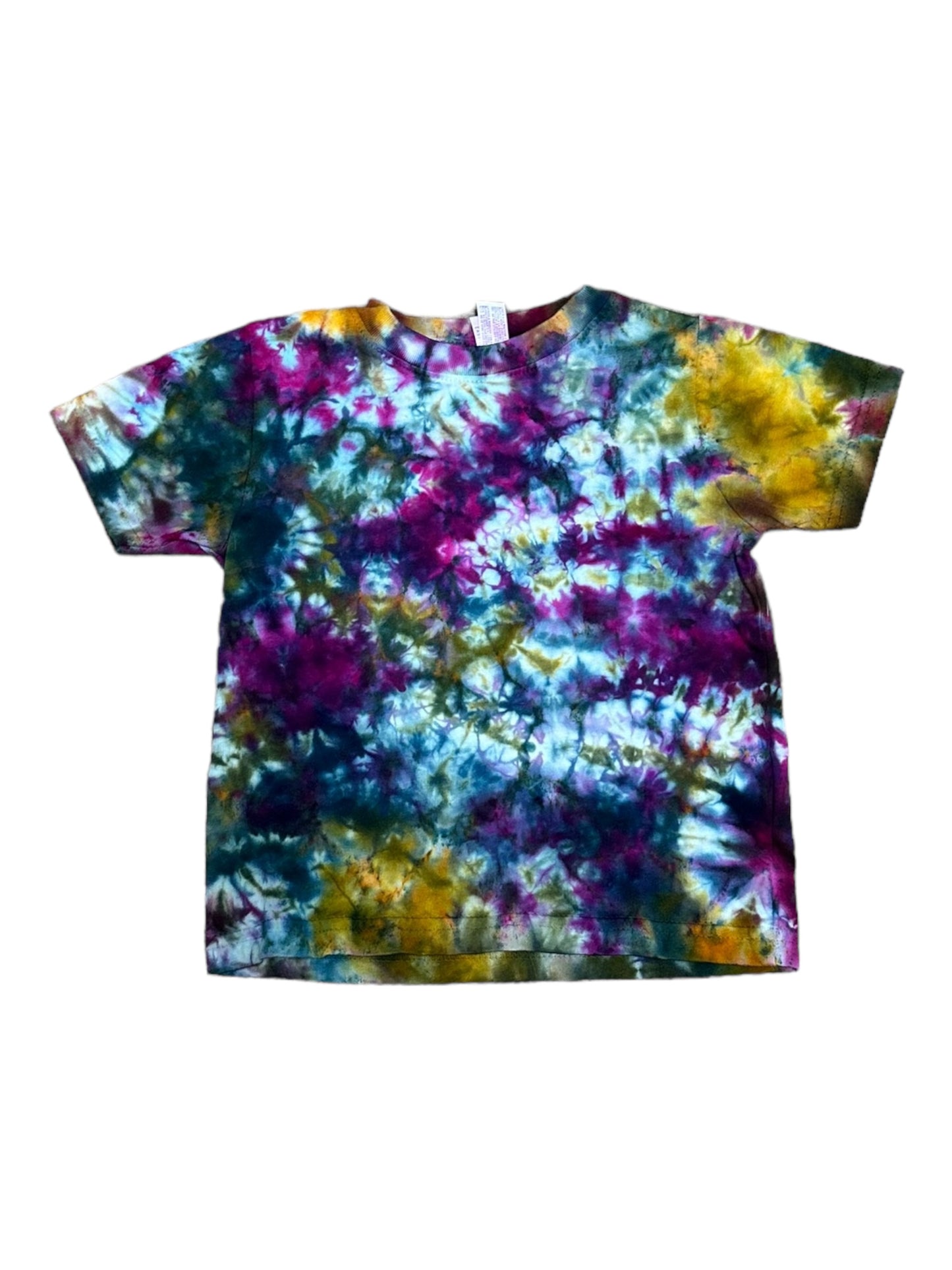 Toddler 2T Yellow Green Blue and Purple Scrunch Ice Dye Tie Dye Shirt