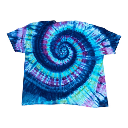 Adult 4XL Green Blue and Purple Spiral Ice Dye Tie Dye Shirt