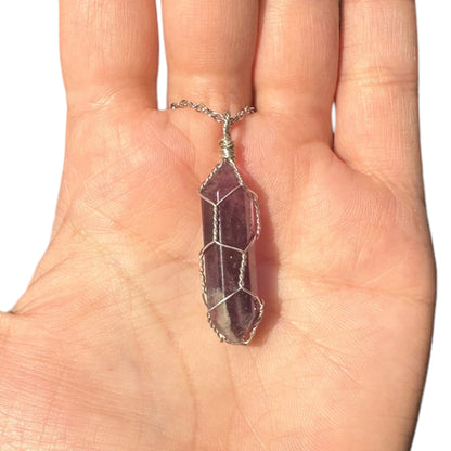 Sterling Silver | 14KT Gold Filled Wire Wrapped Amethyst Caged Pendant