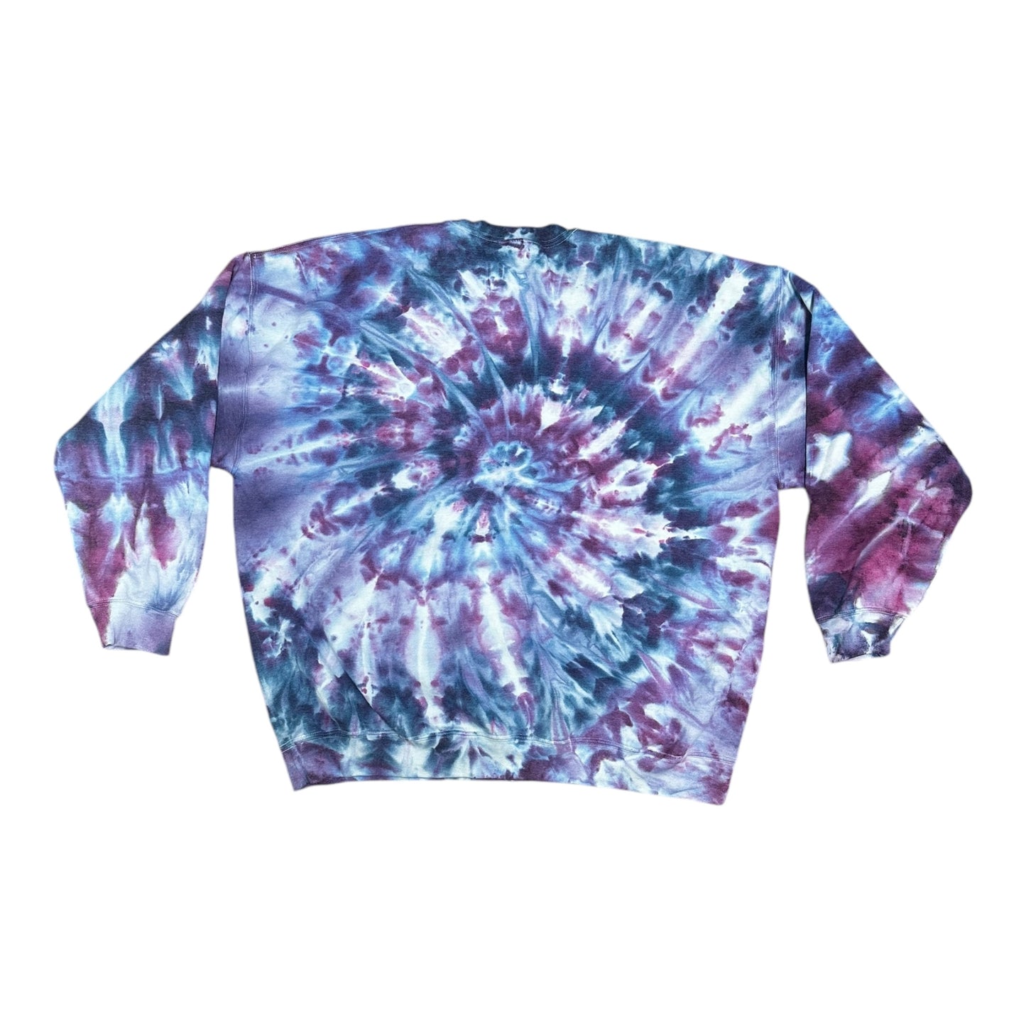 Adult 3XL Purple Hues Spiral Ice Tie Dye Crewneck Sweater