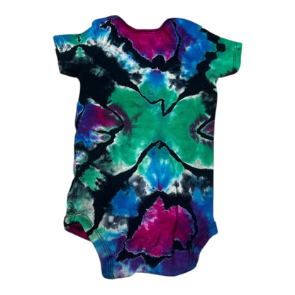 Infant 24 Months Black Purple Green and Blue Reverse Geode Ice Dye Tie Dye Onesie