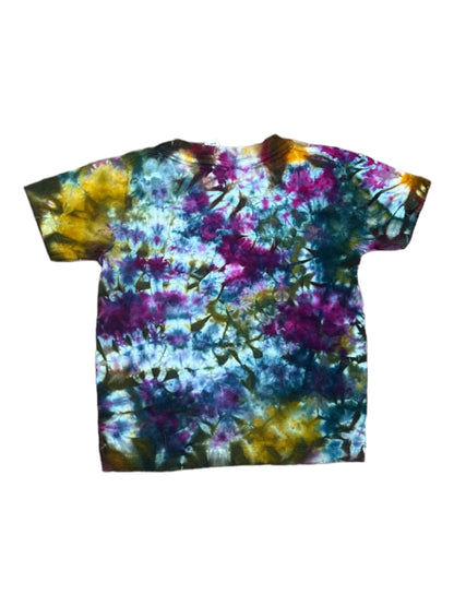 Toddler 2T Yellow Green Blue and Purple Scrunch Ice Dye Tie Dye Shirt