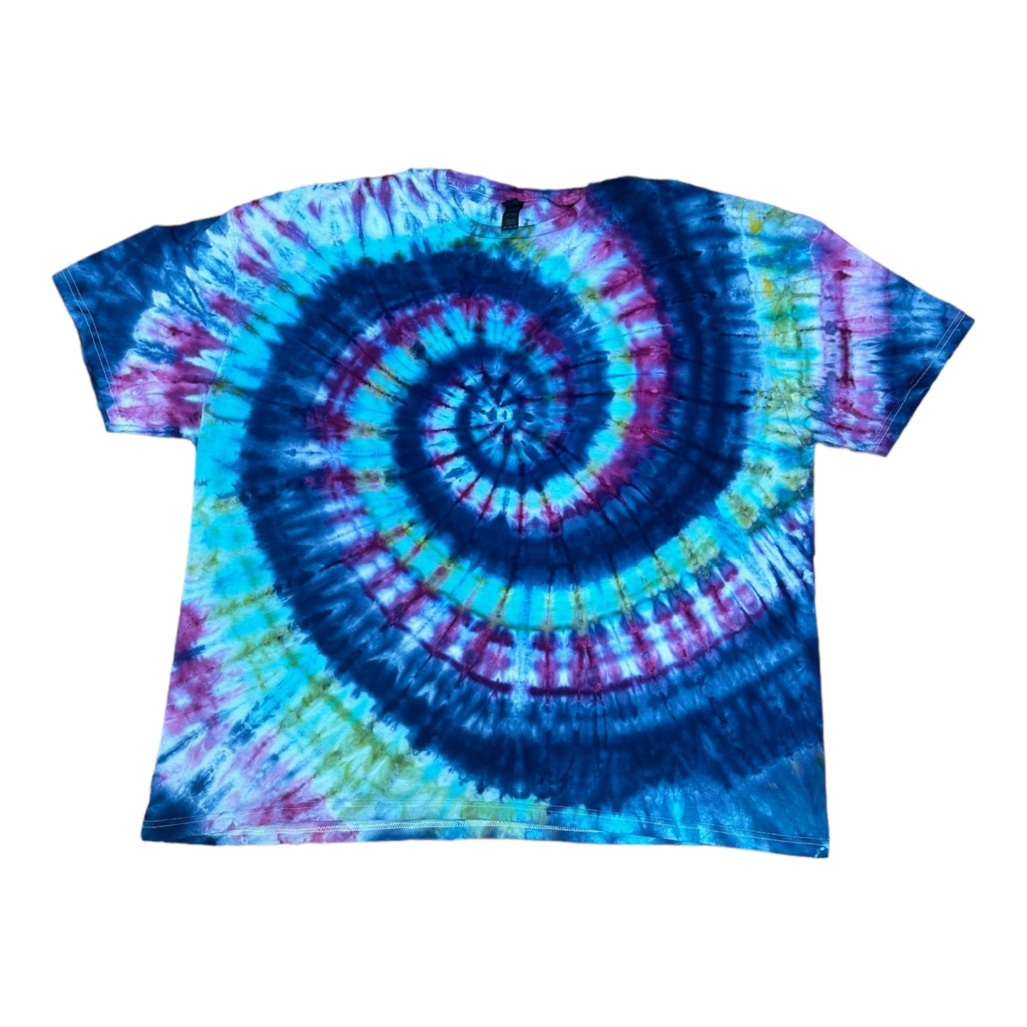 Adult 4XL Green Blue and Purple Spiral Ice Dye Tie Dye Shirt