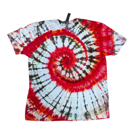 Adult XL Red Earthy Green and Blue Spiral Ice Dye Tie Dye Shirt