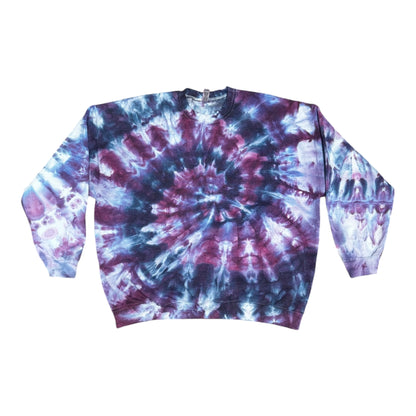 Adult 3XL Purple Hues Spiral Ice Tie Dye Crewneck Sweater