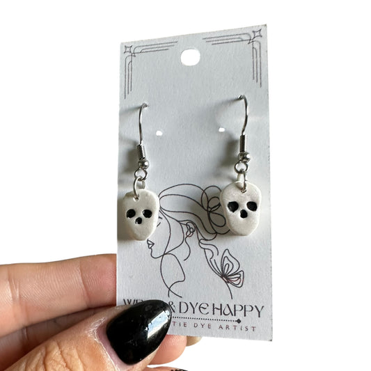Hypoallergenic Halloween Mini Skull Clay Earrings
