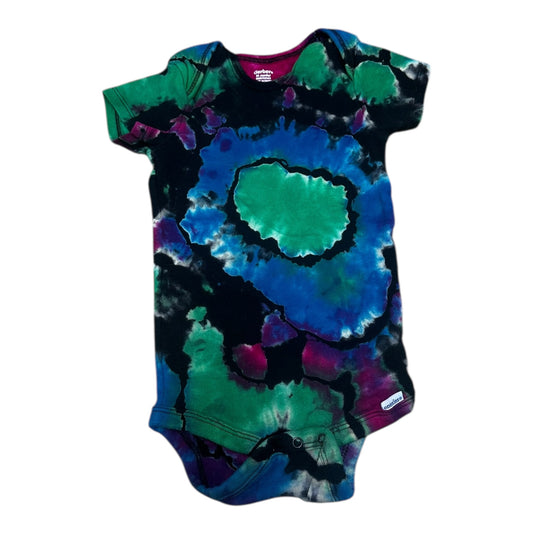 Infant 24 Months Black Purple Green and Blue Reverse Geode Ice Dye Tie Dye Onesie