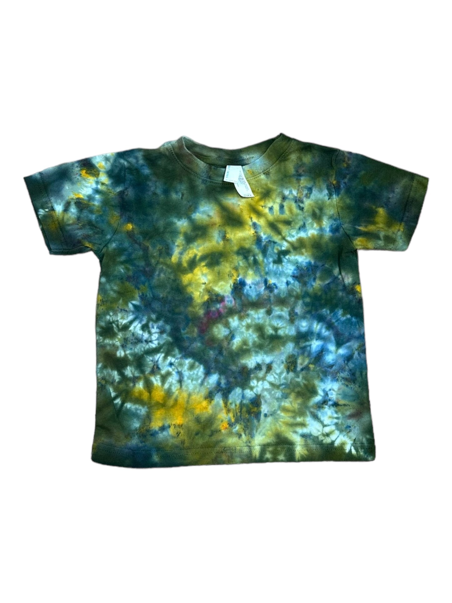 Toddler 3T Yellow Green and Blue Scrunch Ice Dye Tie Dye Shirt