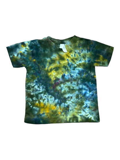 Toddler 3T Yellow Green and Blue Scrunch Ice Dye Tie Dye Shirt