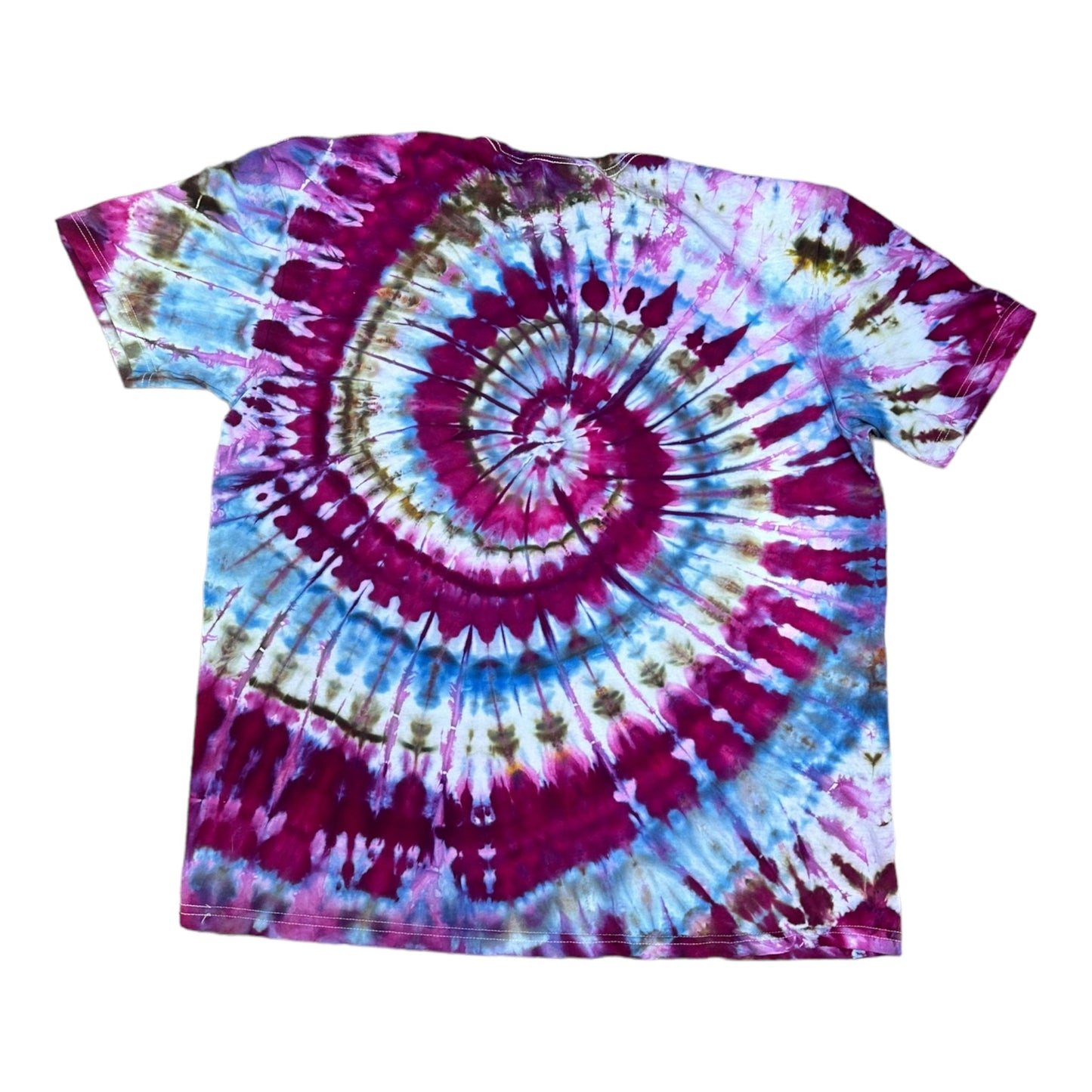 Adult XL Purple Brown and Blue Spiral Ice Dye Tie Dye Shirt