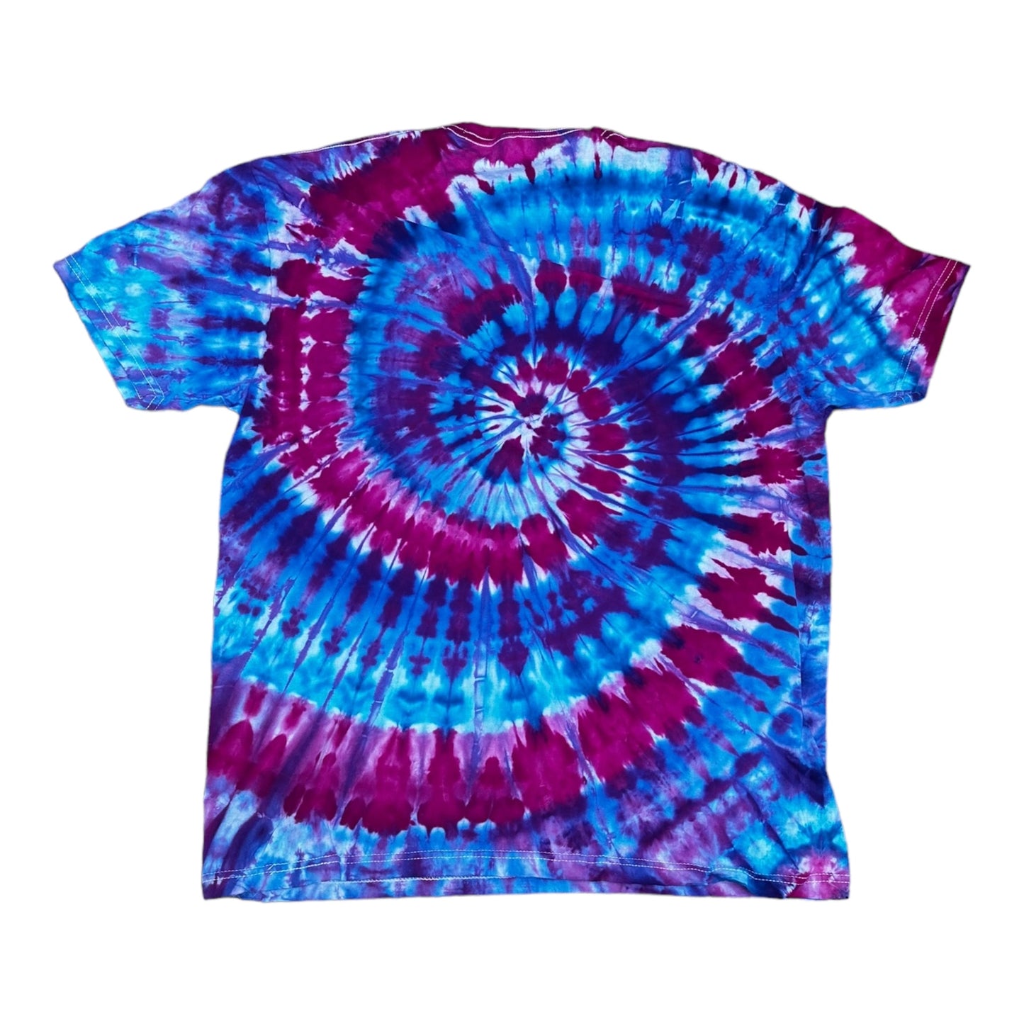 Adult XL Blue Turquoise and Purple Spiral Ice Dye Tie Dye Shirt