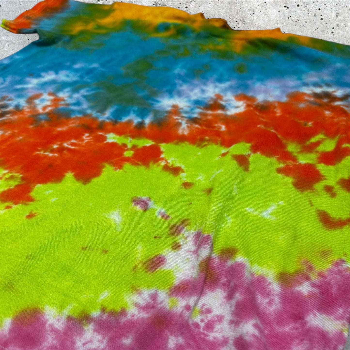 Youth XL Neon Rainbow Scrunch Tie Dye Shirt