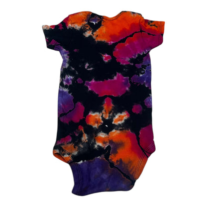 Infant 18 Months Black Purple Orange and Pink Reverse Geode Ice Dye Tie Dye Onesie