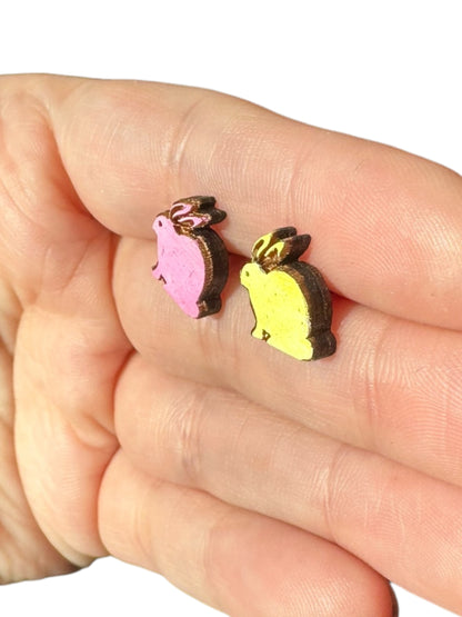 Hypoallergenic Easter Bunny Laser Engraved Wood Earrings