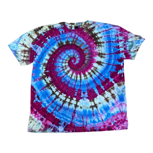 Adult 3XL Purple Blue and Brown Spiral Ice Dye Tie Dye Shirt