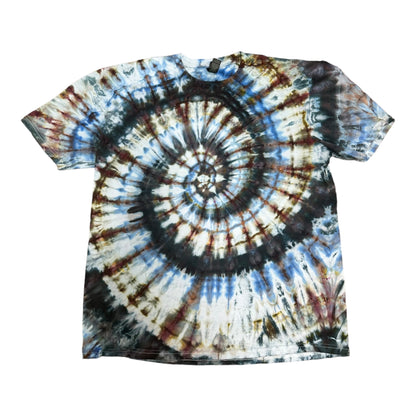 Adult XL Black Blue and Brown Spiral Ice Dye Tie Dye Tshirt