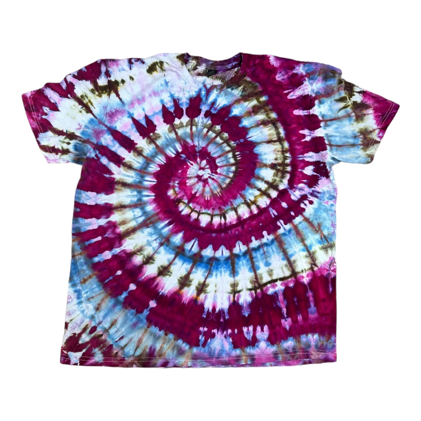 Adult XL Purple Brown and Blue Spiral Ice Dye Tie Dye Shirt