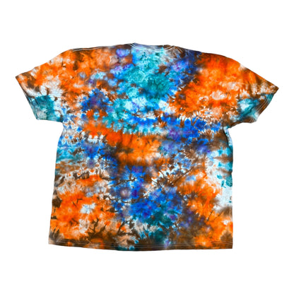 Adult 2XLPorange and Blues Scrunch Ice Dye Tie Dye Shirt