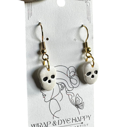 Hypoallergenic Halloween Mini Skull Clay Earrings