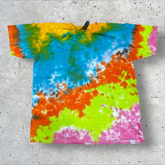 Youth XL Neon Rainbow Scrunch Tie Dye Shirt