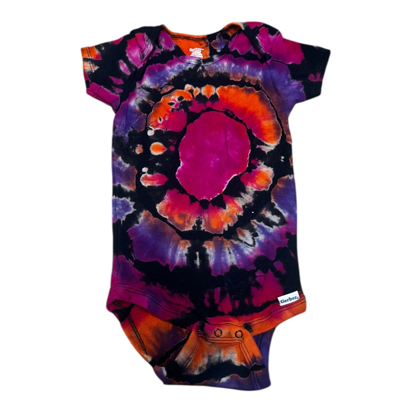 Infant 18 Months Black Purple Orange and Pink Reverse Geode Ice Dye Tie Dye Onesie