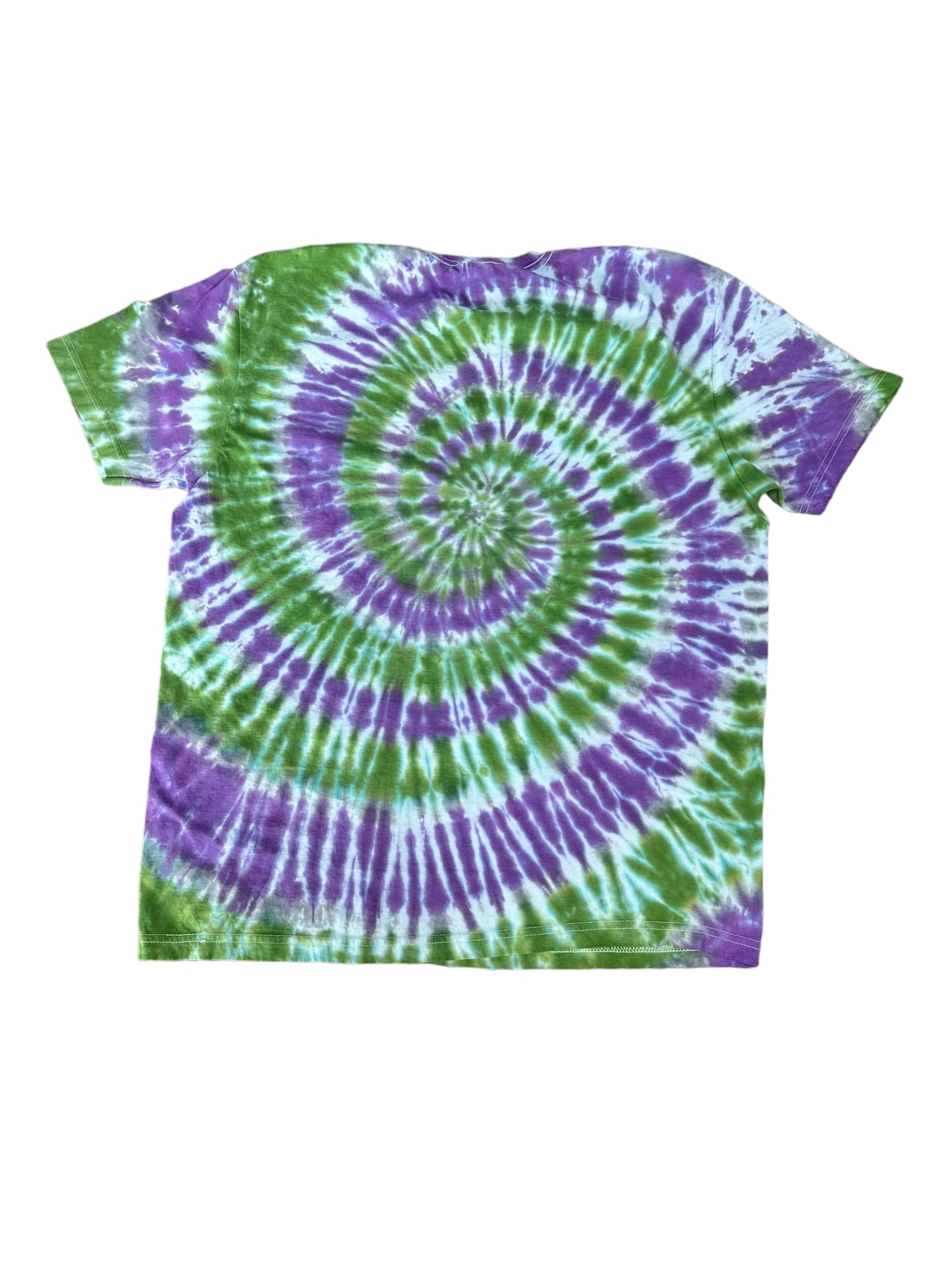 Adult XL Green and Purple Spiral Tie Dye Shirt