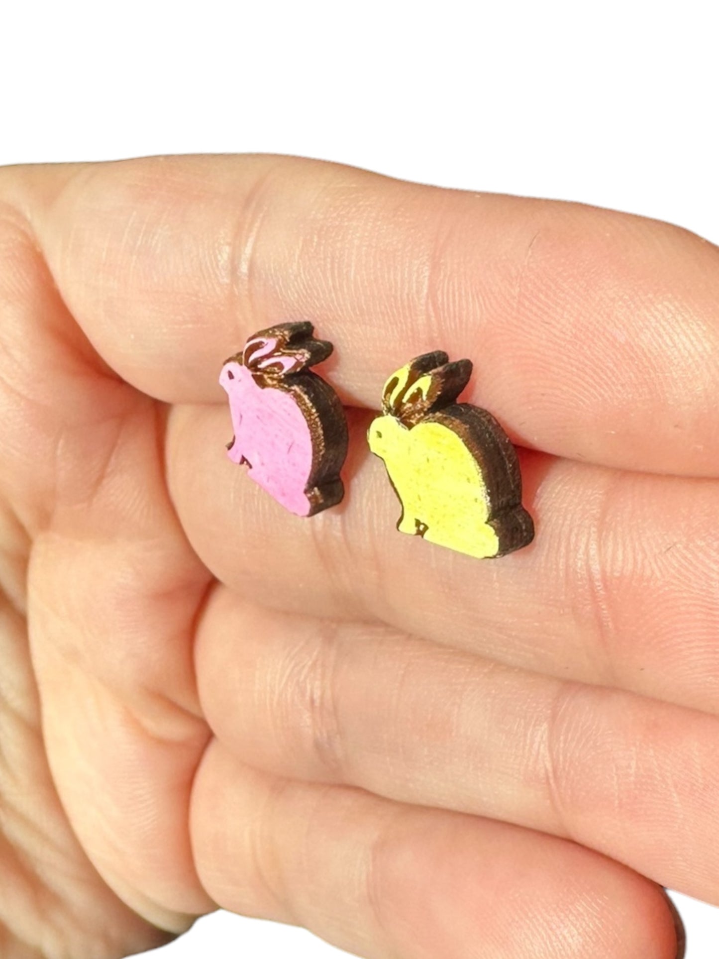 Hypoallergenic Easter Bunny Laser Engraved Wood Earrings