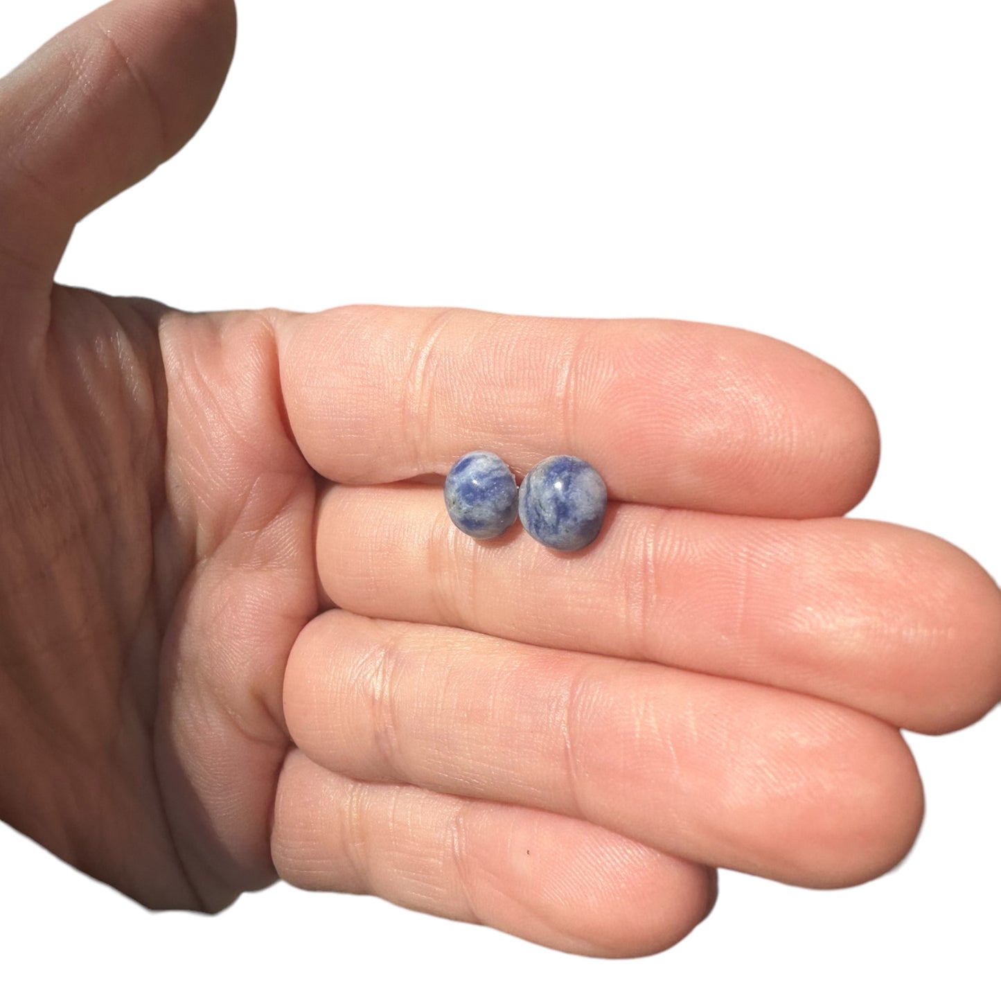 8MM Hypoallergenic Sodalite Crystal Earring Studs