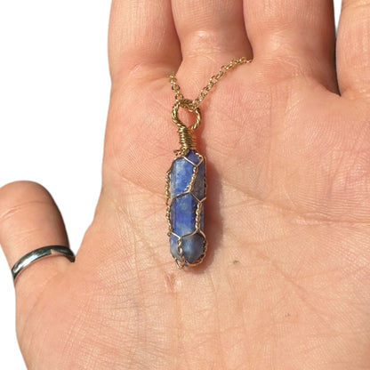 Sterling Silver | 14KT Gold Filled Lapis Lazuli Mini Cage Pendant