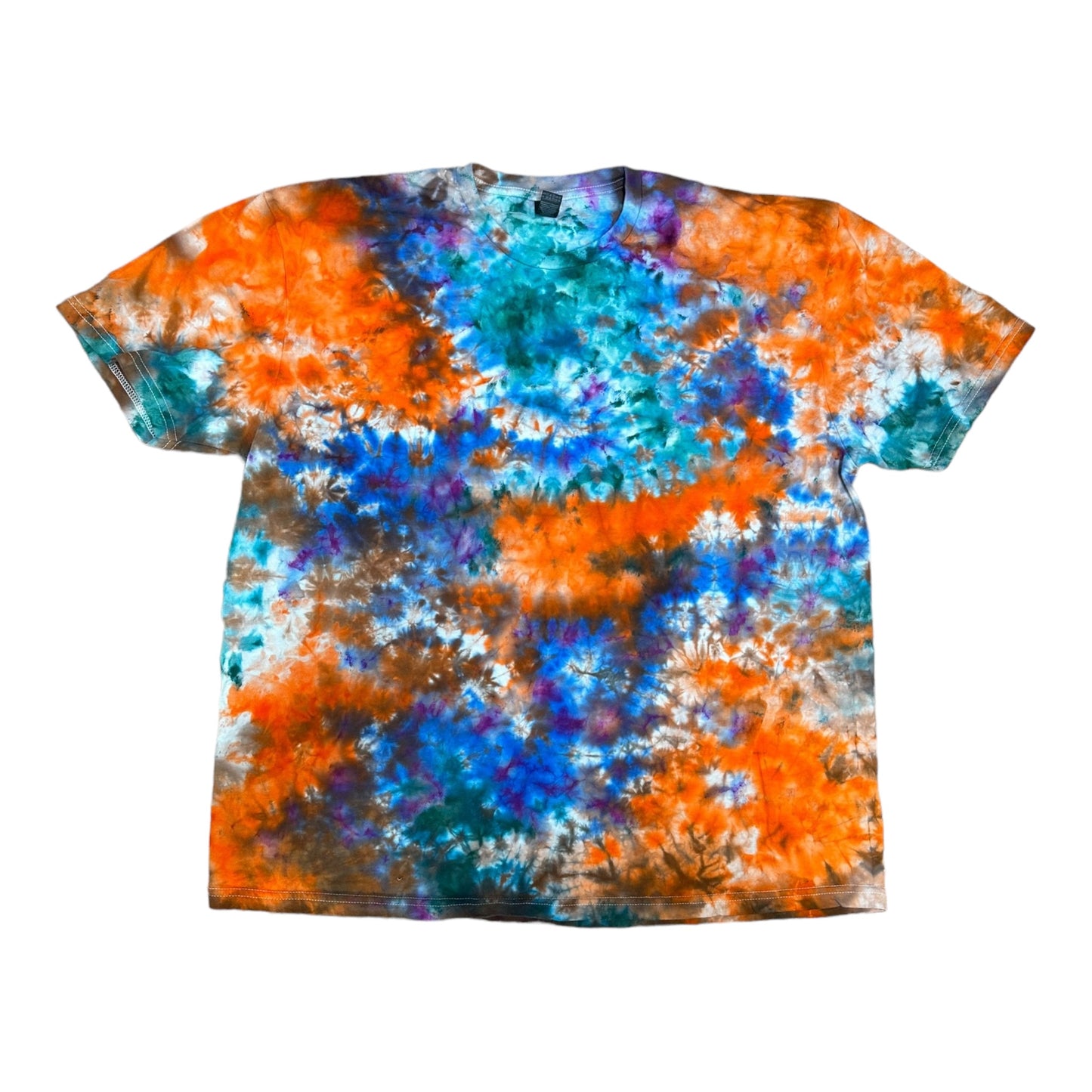 Adult 2XLPorange and Blues Scrunch Ice Dye Tie Dye Shirt