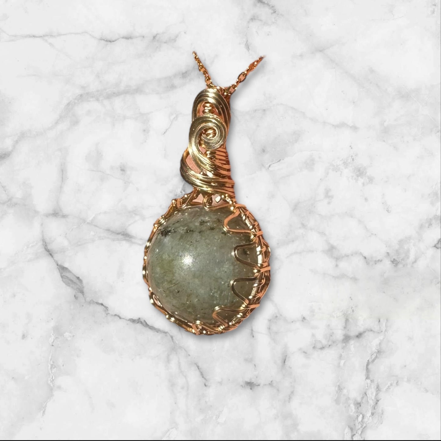 Sterling Silver | 14KT Gold Filled Wire Wrapped Labradorite Crystal Fidget Bezel Pendant