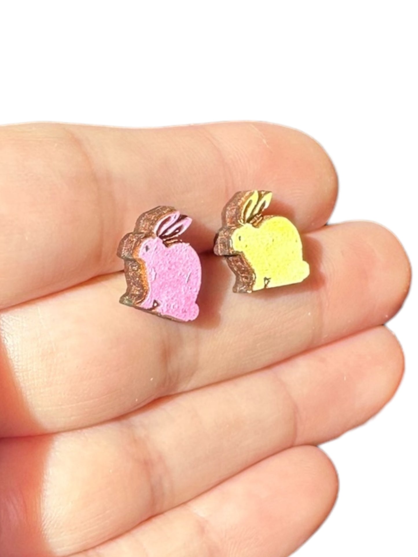 Hypoallergenic Easter Bunny Laser Engraved Wood Earrings