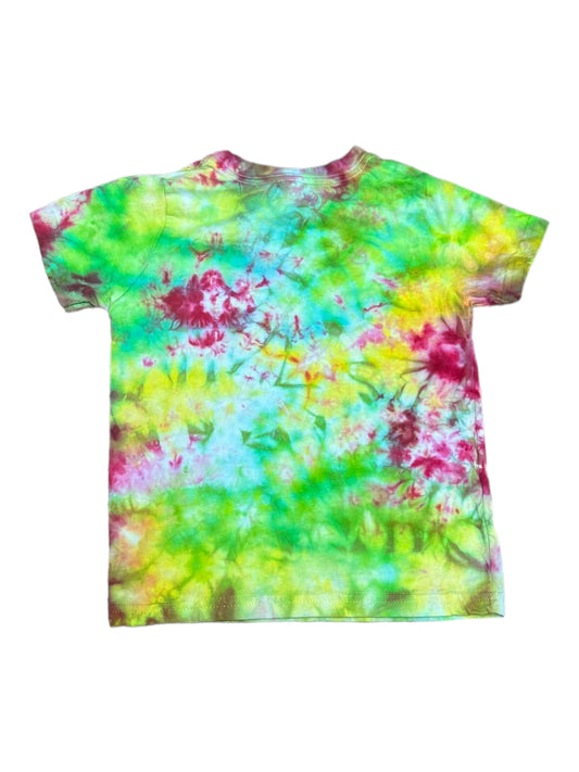 Toddler 4T Blue Fuchsia Yellow and Green Scrunch Ice Dye Tie Dye Shirt