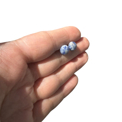 8MM Hypoallergenic Sodalite Crystal Earring Studs