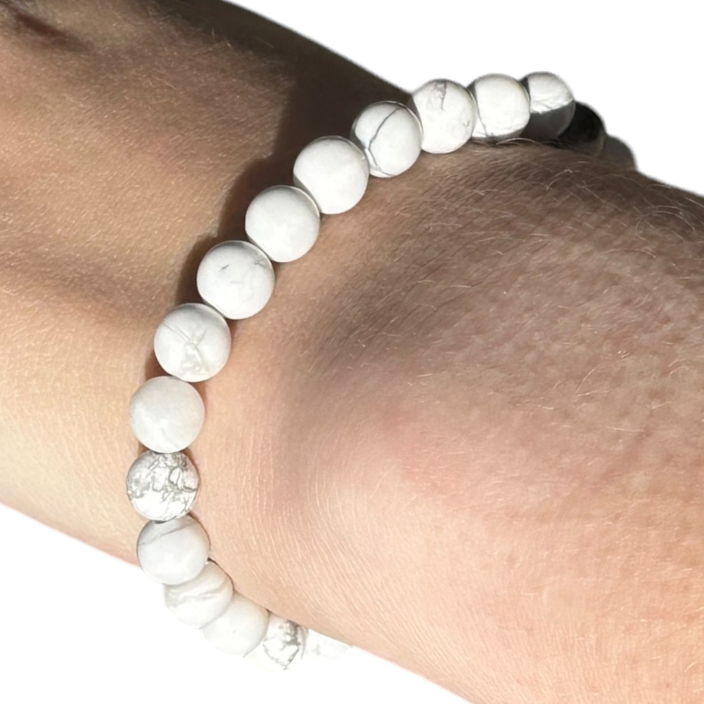 Howlite Beaded Elastic Crystal Bracelet