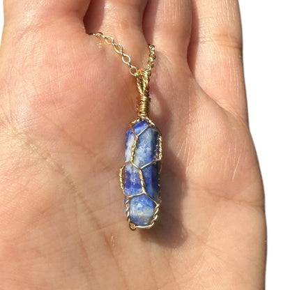 Sterling Silver | 14KT Gold Filled Lapis Lazuli Mini Cage Pendant